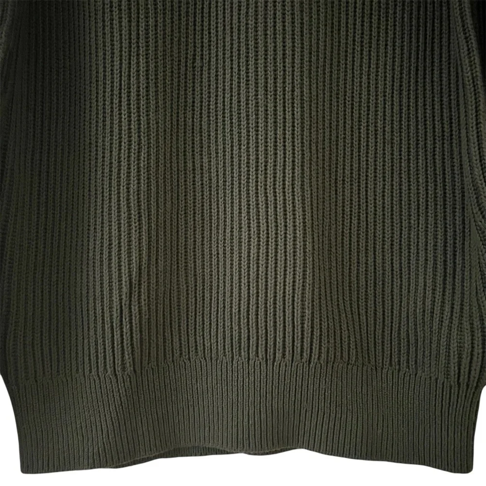 NWT J.Crew Heritage Ribbed Cotton Half Zip Mock Neck Sweater Olive Green Small